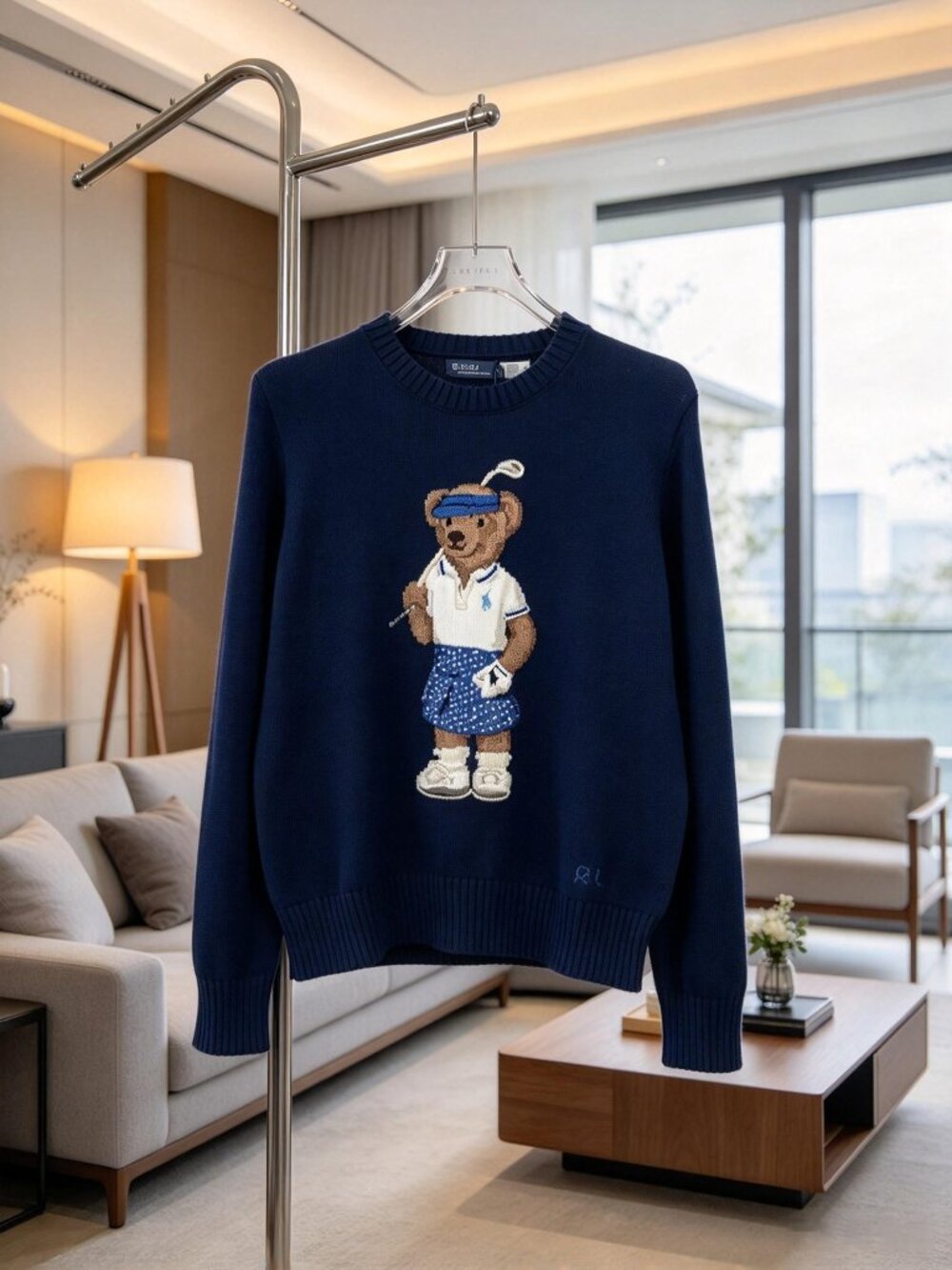 Polo Ralph Lauren Golf Bear Sweater | Navy Blue Crewneck Knit Pullover